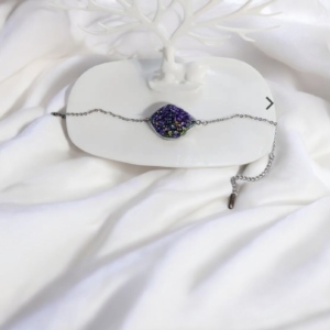 Βραχιόλι από υγρό γυαλί και πέτρες μωβ/μπλε