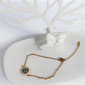 Alternative view of Βραχιόλι με μεταλικό ματάκι λευκό