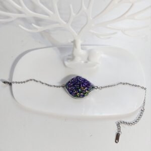 Alternative view of Βραχιόλι από υγρό γυαλί και πέτρες μωβ/μπλε