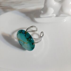 Alternative view of Χειροποίητο δαχτυλίδι από υγρό γυαλί με εφέ μάρμαρο σε παστέλ αποχρώσεις