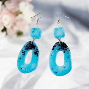 Σκουλαρίκια από υγρό γυαλί μπλε