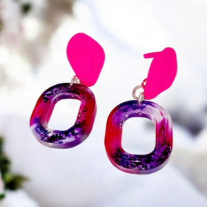 Σκουλαρίκια από υγρό γυαλί μοβ