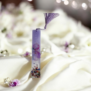 Χειροποίητος σελιδοδείκτης από υγρό γυαλί μωβ λιλά