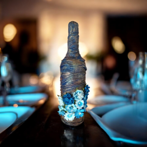 Alternative view of Διακοσμητικό μπουκάλι με γαλάζια λουλούδια ντεκουπάζ