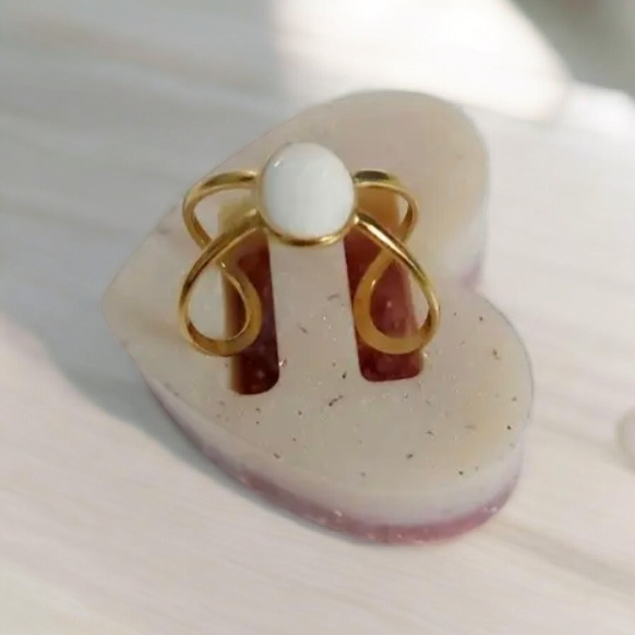 Ατσάλινο δαχτυλίδι με τεχνική σμάλτο λευκό - Image 4