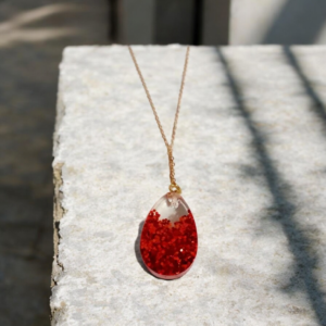 Alternative view of Κολιέ από υγρό γυαλί και δάκρυ κόκκινο