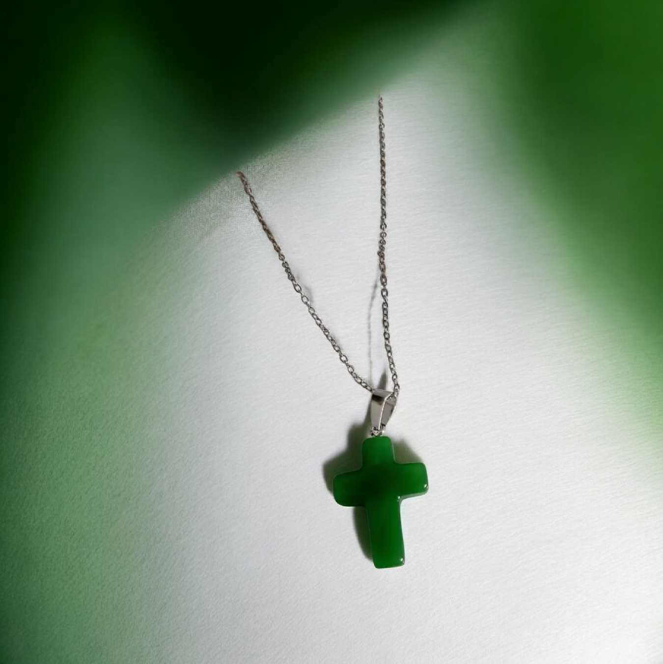 Κολιέ σταυρός από υγρό γυαλί με αλυσίδα - Image 6