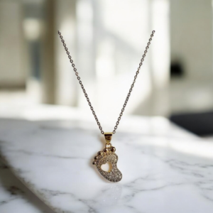 Alternative view of Μενταγιόν από ανοξείδωτο ατσάλι πατουσάκι με καρδιά