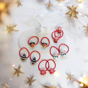 Χειροποίητα χριστουγεννιάτικα λαστιχάκια για τα μαλλιά (ζευγάρι)
