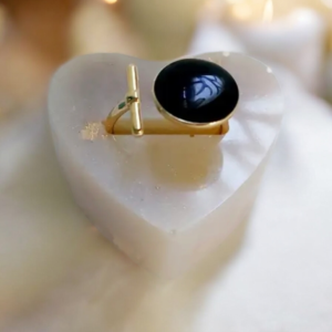 Alternative view of Δαχτυλίδι από ανοξείδωτο ατσάλι με υγρό γυαλί σε ασημί και χρυσό, με μαύρο και άσπρο