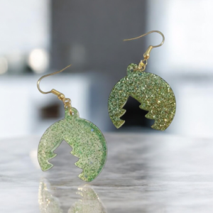 Χειροποίητα χριστουγεννιάτικα σκουλαρίκια από υγρό γυαλί, Χρυσό Δέντρο