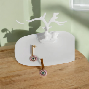 Κρεμαστά σκουλαρίκια ματάκια ροζ φούξια