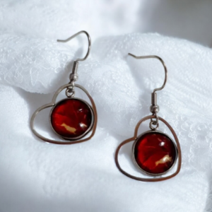 Σκουλαρίκια κρεμαστά από υγρό γυαλί, καρδιά