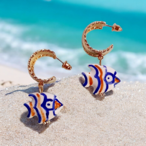 Σκουλαρίκια κρεμαστά ψαράκια μπλε