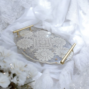 Δίσκος από υγρό γυαλί με σεμέν σετ με σουβέρ