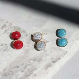 Χειροποίητα κρεμαστά ρετρό μίνιμαλ σκουλαρίκια σε κόκκινο, τυρκουάζ