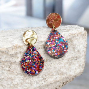 Κρεμαστά σκουλαρίκια από υγρό γυαλί, δάκρυ