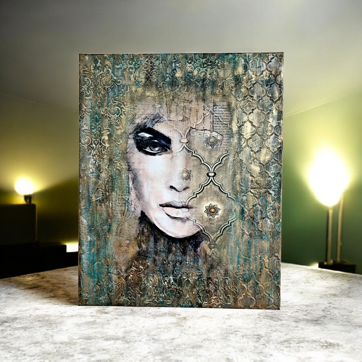 Καμβάς ντεκουπαζ με μικτές τεχνικές