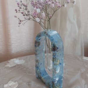 Alternative view of Βάζο γαλάζιο από υγρό γυαλί με κοχύλια