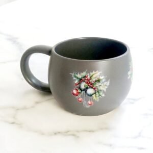 Κεραμική χριστουγεννιάτικη κούπα γκρι ανθρακί