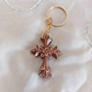 Alternative view of Μπρελόκ σταυρός από υγρό γυαλί (σε διάφορα χρώματα)