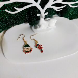 Alternative view of Σκουλαρίκια Κρεμαστά Χριστουγεννιάτικα, Ξωτικό/Ζαχαροκάλαμο