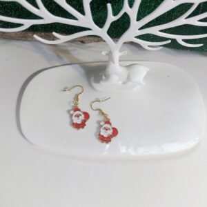 Alternative view of Σκουλαρίκια Κρεμαστά Χριστουγεννιάτικα, Άγιος Βασιλής με σάκο