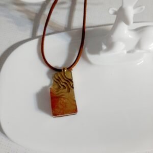 Alternative view of Χειροποίητο κολιέ πορτοκαλί από υγρό γυαλί