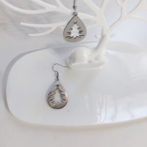 Alternative view of Κρεμαστά χριστουγεννιάτικα σκουλαρίκια από ανοξείδωτο ατσάλι