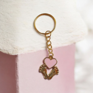 Μπρελόκ πατουσάκια με ροζ καρδιά