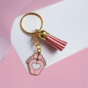 Μπρελόκ ροζ πατουσάκια καρδιά