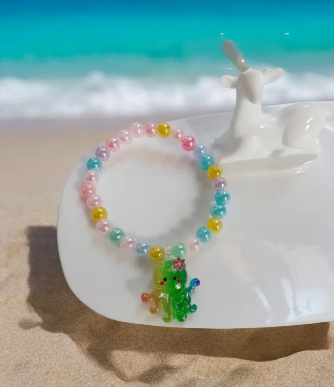 Χειροποίητο παιδικό βραχιόλι με χάντρες πολύχρωμο χταπόδι - Image 2