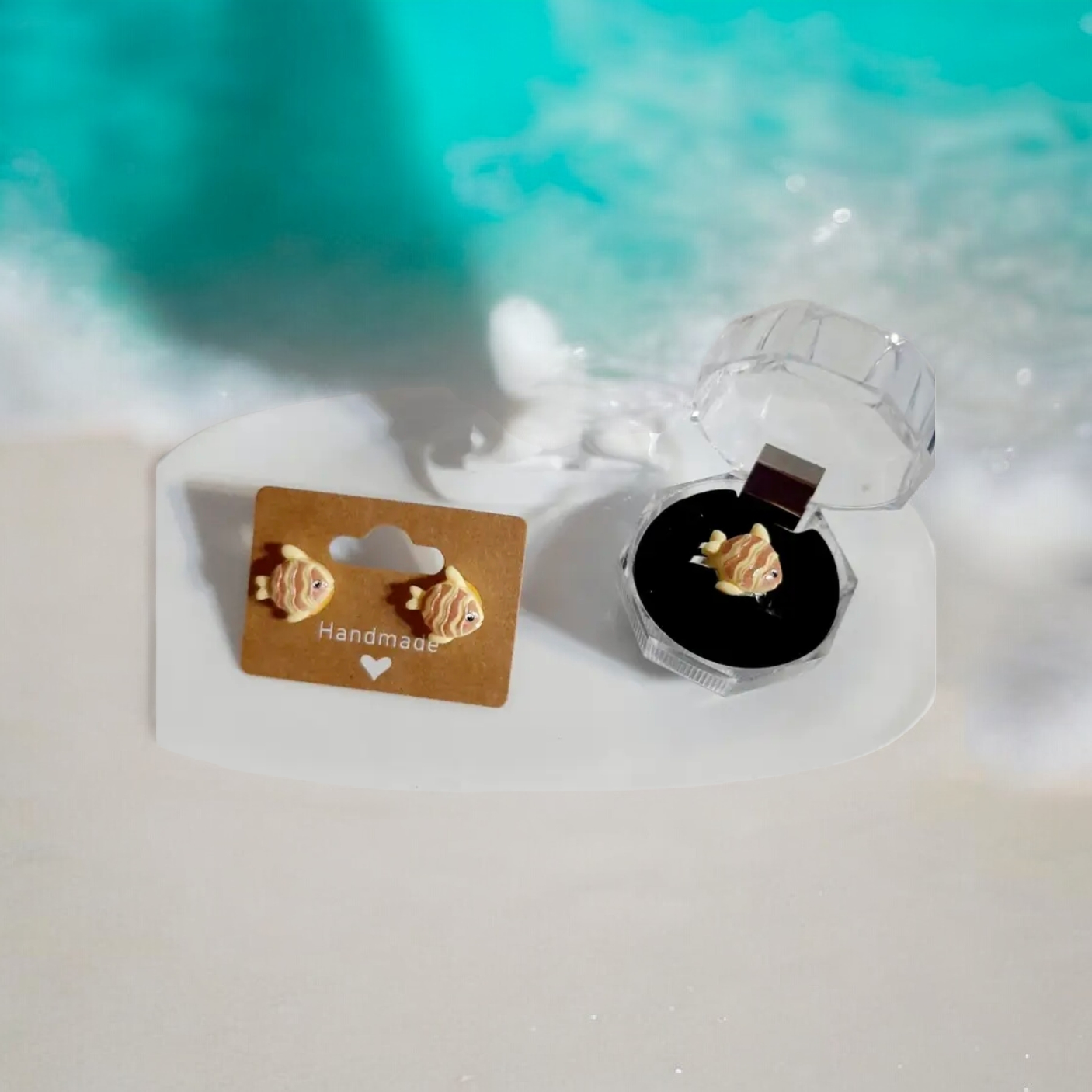 Σετ παιδικό σκουλαρίκια και δαχτυλίδι ψαράκι - Image 3