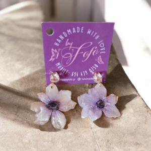 Σκουλαρίκια ανεμώνες από υγρό  γυαλί