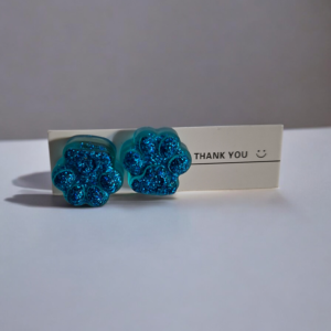 Alternative view of Χειροποίητα σκουλαρίκια από υγρό γυαλί πατουσάκι μπλε