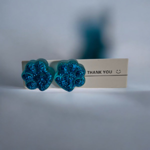 Χειροποίητα σκουλαρίκια από υγρό γυαλί πατουσάκι μπλε