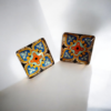 Σκουλαρίκια τετράγωνα από υγρό γυαλί