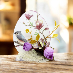 Alternative view of Ξύλινο διακοσμητικό αυγό σε βάση  με ντεκουπαζ