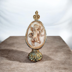 Κεραμικό μεγάλο αυγό με πηλό και πολυεστερικό αγγελάκι