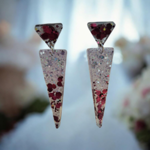 Alternative view of Χειροποίητα κρεμαστά σκουλαρίκια από υγρό γυαλί.