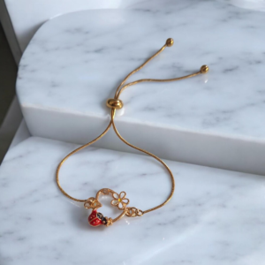 Alternative view of Βραχιόλι καρδιά με πασχαλίτσα με μπρασελέ από ανοξείδωτο ατσάλι