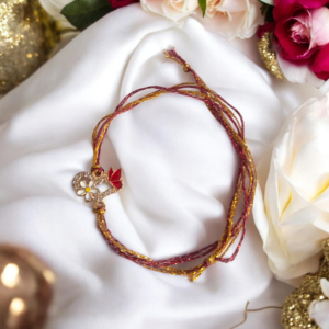 Βραχιόλι καρδιά με κόκκινη πεταλούδα με κορδόνι χρυσό κόκκινο