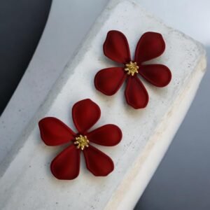 Alternative view of Ατσάλινα Σκουλαρίκια Λουλούδι Κόκκινο 4,3 εκ
